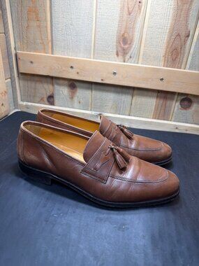 Johnston & Murphy Mens Size 12 M Brown Leather Tassel Loafer Dress Shoes 11280